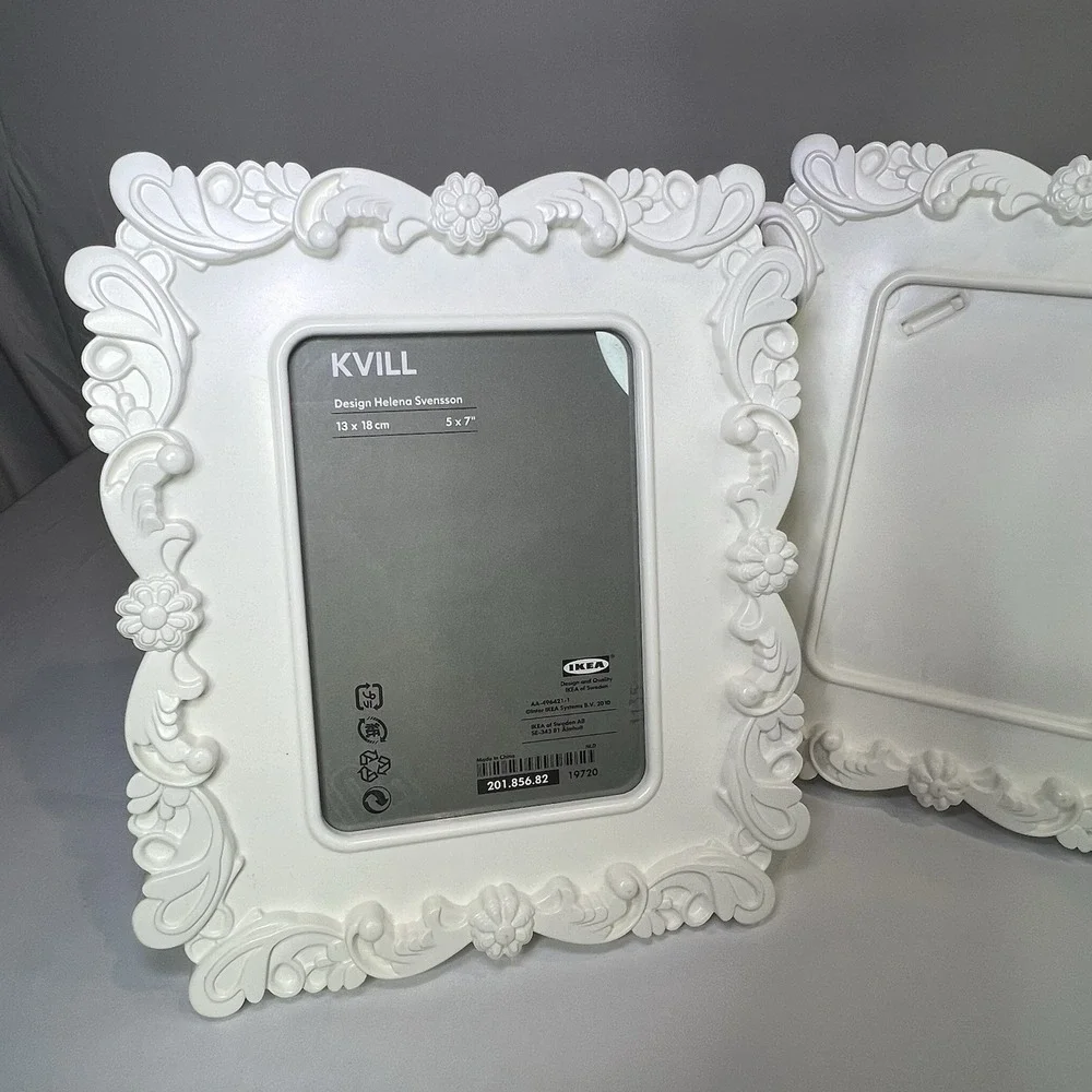 IKEA KVILL Picture Frames White Helena‎ Svenson 5 x 7 Rectangle Set of 2 Floral